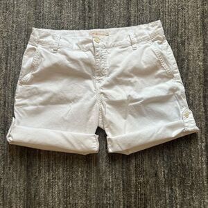 Tory Burch Women's White Roll Tab Shorts - adjustable length - size 6